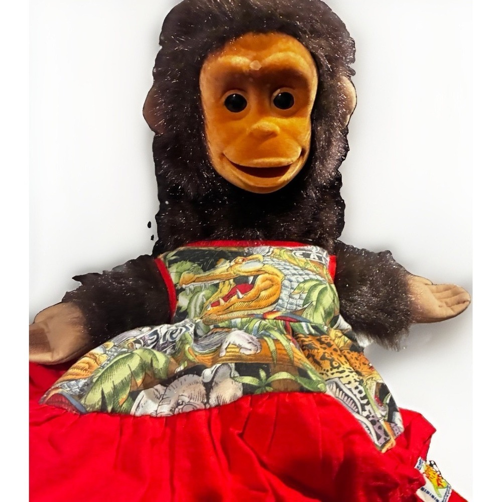 Hosung Rainforest Cafe Monkey Puppet Plush Flocked Face Squeaker Realistic 15"